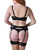 1510 TKD Lingerie Scantilly Peek A Boo Balcony Black Thong Suspender Belt B