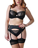 1510 TKD Lingerie Scantilly Peek A Boo Balcony Black Thong Suspender Belt F