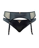1510 TKD Lingerie Scantilly Peek A Boo Suspender Belt Thong Black F