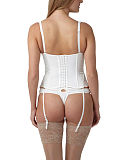 1603 TKD Lingerie Occassion Masquerade Serenity Padded Basque Ivory Thong B