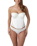1603 TKD Lingerie Occassion Masquerade Serenity Padded Basque no straps Ivory Thong F