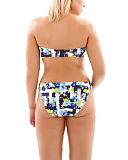 1608 TKD Lingerie Swimwear Cleo Swim Suki Plunge Bandeau Bikini Geo Floral Strapless Gather Pant B