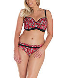 1801 TKD Lingerie Swimwear Fashion Curvy Kate Swim Maya Red Print bandeau Bikini Straps Fold Over Br