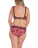 1801 TKD Lingerie Swimwear Fashion Curvy Kate Swim Maya Red Print bandeau bikini Straps Fold Over Br
