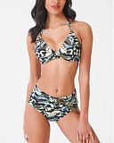 Adeje Halterneck Bkini And High Waist Pant Earthy Print TKD Lingerie Miss Mandalay F1