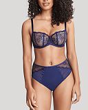 Alexandra Balconnet Bra And High Waist Brief Coral Indigo TKD Lingerie Panache Fashion F2