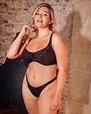 All Night Scooped Balcony Bra And Tanga Brief Black Multi TKD Lingerie Curvy Kate Fashion L1