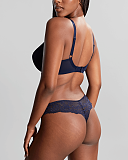 Ana High Apex Plunge Bra And Thong Midnight Sequin TKD Lingerie Panache Fashion B1