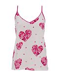 Aria Heart Printed Jersey Cami White Mix TKD Lingerie Cyberjammies Fashion CF1