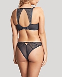 Atlanta Non Padded Plunge Bra And brazilian Brief Graphite TKD Lingerie Cleo Fashion B1