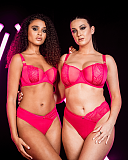 Authority Balconnet Bra And Thong Hot Pink And Black TKD Lingerie Scantilly L1