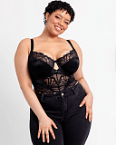 Boost Bombshell Padded Balcony Longline Bra And Thong Black TKD Lingerie Curvy Kate Fashion F2