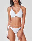 Boudoir Beach Halterneck Bikini And Ring Tie Side Brief White Miss Mandalay TKD Lingerie F1
