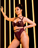 Buckle Up Padded Half Cup Bra And High Waist Thong Oxblood TKD Lingerie Scantilly Luxury L2