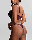 Carmen Lace Bustier Bra And Thong Mulberry TKD Lingerie Panache Fashion B1