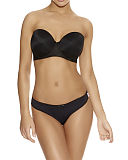 Deco Moulded Strapless Bra and Thong Black F