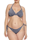 Denim Lurex Halterneck Bikini and tie side Brief TKD Lingerie Miss Mandalay F1