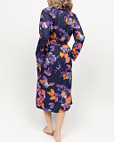 Edie Floral Print Long Dressing Gown Navy Mix TKD Lingerie Cyberjammies Fashion B1