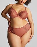 Estel Plunge Bra And Deep Brief Rose Gold TKD Lingerie Sculptresse Fashion F1