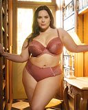 Estel Plunge Bra And Deep Brief Rose Gold TKD Lingerie Sculptresse Fashion L1