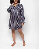 Estelle Printed Stripe Nightshirt Navy Mix TKD Lingerie Cyberjammies Fashion F1