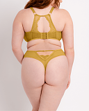 Exposed Plunge Bra And High Waist Thong Ochre TKD Lingerie Scantilly B1