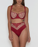 Fallen Angel Balcony Bra And High Waist Brief Garnet Red TKD Lingerie Scantilly Fashion F1