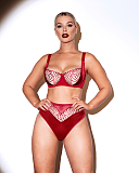Fallen Angel Balcony Bra And High Waist Brief Garnet Red TKD Lingerie Scantilly Fashion LF3