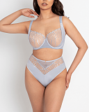 Fallen Angel Balcony Bra And High Waist Brief Silvery Blue TKD Lingerie Scantilly Luxury F1
