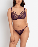 Fascinate Plunge Bra And Thong Plum TKD Lingerie Scantilly Luxury F1