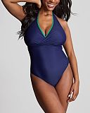 Faye Non Wired Halter Swimsuit Ric Rac Navy TKD Lingerie Panache Swim Fashion F1