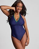 Faye Non Wired Halter Swimsuit Ric Rac Navy TKD Lingerie Panache Swim Fashion L1