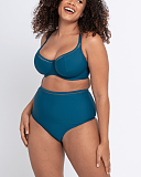 First Class Balcony Bikini And High Waist Brief Deep Teal TKD Lingerie Curvy Kate Swim Fashion F1 mi