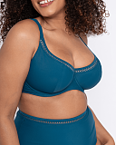 First Class Balcony Bikini And High Waist Brief Deep Teal TKD Lingerie Curvy Kate Swim Fashion F2 mi
