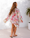 Floral Print Short Kimono Grey Green Melanie Gissing TKD Lingerie B2