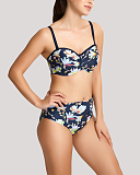 Florentine Bandeau Straps Bikini And Midi Pant Navy Floral TKD Lingerie Panache Swim Fashion F1
