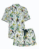 Gabrielle Toucan Printed Jersey Shorty Set White Mix TKD Lingerie Cyberjammies Fashion F1