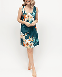 Goldie Floral Print Short Nightdress Teal Mix TKD Lingerie Cyberjammies Fashion F1