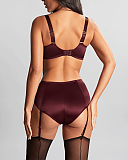 Grace Balcony Bra And Suspender Brief Bordeaux Red TKD Lingerie Panache Fashion B2