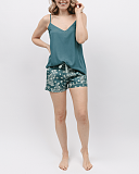 Hannah Leopard Print Short Green Mix And Modal Cami Green TKD Lingerie Cyberjammies Fashion F1