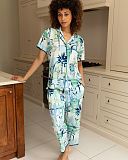 Harriet Watercolour Landscape Printed Jersey Pyjama Set Cream Mix TKD Lingerie Cyberjammies Fashion