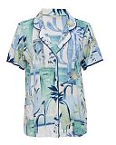 Harriet Watercolour Landscape Printed Jersey Pyjama Top Cream Mix TKD Lingerie Cyberjammies Fashion