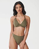 Ines Halterneck Bkini And Bikini Pant Khaki TKD Lingerie Miss Mandalay L1