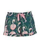 Ivy Flamingo Print Shorts Emerald Green Mix TKD Lingerie Cyberjammies Fashion CF1