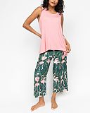 Ivy Jersey Relaxed Vest Pyjama Set Salmon And Green Mix TKD Lingerie Cyberjammies Fashion F1