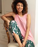 Ivy Jersey Relaxed Vest Pyjama Set Salmon And Green Mix TKD Lingerie Cyberjammies Fashion L1