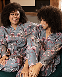 Jessica Leopard Print Pyjama Set Grey Mix TKD Lingerie Cyberjammies Fashion L1
