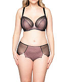 Kiss Cross Plunge Bra And Short Black Pink TKD Lingerie Curvy Kate Fashion F1