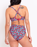 Kitsch Kate Balcony Bikini Top And High Waist Brief Floral Print TKD Swimwear Curvy Kate Fashion B2
