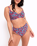 Kitsch Kate Balcony Bikini Top And High Waist Brief Floral Print TKD Swimwear Curvy Kate Fashion F1